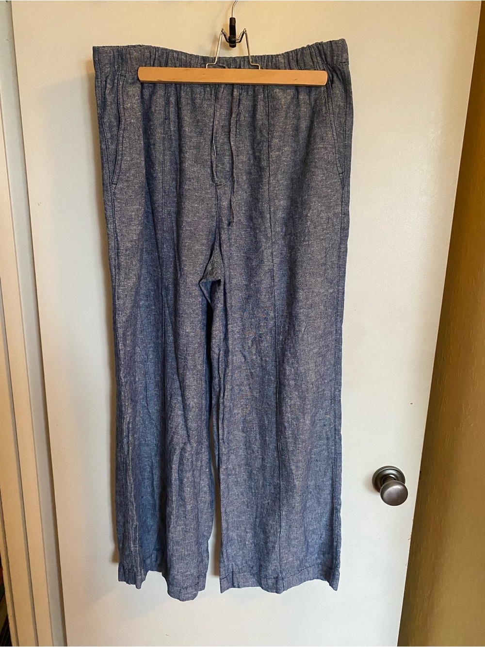 GAP Blue Chambray Pull-on Linen Blend Pants Women’s Medium